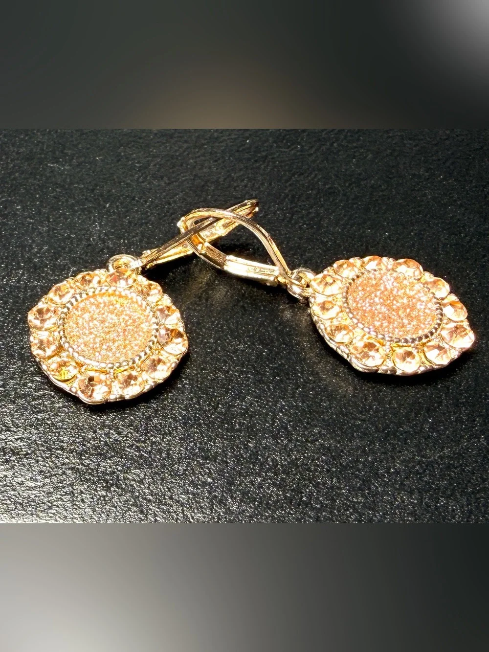 Monet Elegant Gold-Tone Pink Glitter Drop Earrings